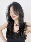 レイヤーロング_斜めバンググレージュカラー_ba462181