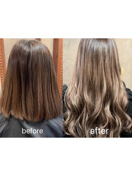 縮毛矯正と同時にブリーチなしでもインナーカラーやハイトーンがエクステで楽しめる★一気にロングヘアもOK