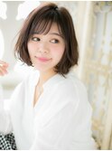 mod's姪浜/斜めバングウェットヘアゆるふわカールボブパーマh