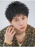 韓国黒髪ビジネスダウンバングスパイキーショートアップバング