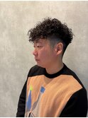 メンズツーブロックメンズパーマ波巻きツイストスパイラル