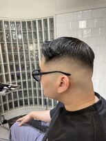 メリケンバーバーショップ フクオカ(MERICAN BARBERSHOP FUK)&nbsp;かき上げヘアショートレイアーくせ毛風パーマコンマヘア743