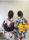 大人可愛いナチュラル華やかヘアセット和装アップ
