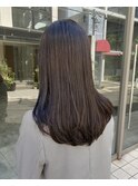 韓国ミディアムヘア赤み無しグレージュカラー髪質改善ヘアケア