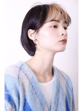 ヨファ ヘアー 芦屋店(YOFA hair) 黒髪ツートンショートボブ1202