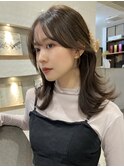 結んでも可愛い韓国ヘア 流れる顔まわりカット ベージュカラー