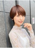 30代40代50代/丸みショート/クビレ/前髪あり/ブラウン/表参道