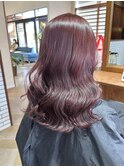 ピンクラベンダーカラーイルミナカラーブリーチなし透明感カラー