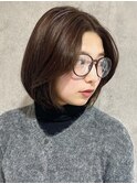 チェリーブラウン前下がりボブ髪質改善カラー