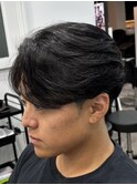 MEN’S HAIR/曲がる縮毛矯正/刈り上げセンターパート/円町