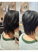 襟足の毛先を軽く、スッキリ見せ