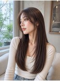 韓国風シースルーバング髪質改善ストレート美髪ロング