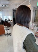 切りっぱなしボブ 前下がりボブ グレージュ sn