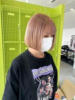 ミルクティーベージュダブルカラーケアブリーチミニボブ