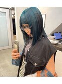 逆インナーカラー×エメラルドグリーン×ブリーチカラー