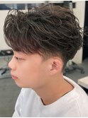 奈良men's強めフェザーパーマフェザーショート