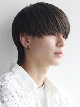 アズ ワン(AS ONE) マッシュウルフ韓国ヘアカルマパーマ韓国マッシュ黒髪ウルフ