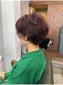 木村法子【クセっ毛活かしショート×ピンクレッド】