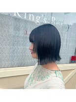 キングスベリー(Hair Relaxation King's Berry)&nbsp;デザインカラーブルーブラック×顔まわりレイヤー9.30