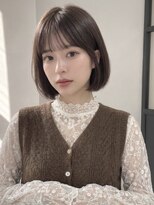 ユーフォリア 青山(Euphoria) ショートボブ丸みシースルーバング暗髪アッシュ青山