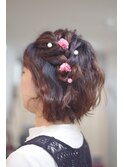 お花のアクセサリーボブアレンジ【ヘアアレンジ　立川/立川南】