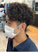 ツイストスパイラルパーマセンターパート波巻きスパイラルパーマ