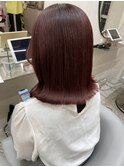 ワインレッド/切りっぱなしボブ/韓国ヘア【Kaya】