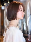 切りっぱなしボブ/ピンクブラウン/韓国風/美髪のススメ