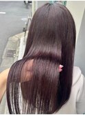 ピンクパープルツヤ髪ロング透明感髪質改善カラー