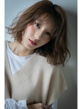 カバーヘア イヴ 戸頭店(COVER HAIR EVE) くすみベージュ大人可愛い外ハネAラインボブパーマv戸頭30代40代