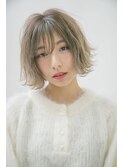 くびれボブミディアム/外ハネ/前髪