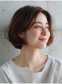 ショートボブ/前上がりボブ/ゆるふわ質感/大人ナチュラル