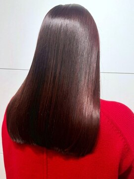 カミラボ(KAMI LABO) レッドブラウン 髪質改善カラー セミロング 艶ストレート