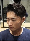MEN'S/かきあげサイドパート×テーパーフェード/ビジネスヘア