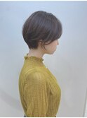 大人可愛いショートボブひし形小顔シークレットハイライトカラー