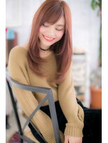 ミック 日暮里店(miq) ピンクベージュでツヤ髪フェミニンストレートレイヤーc1