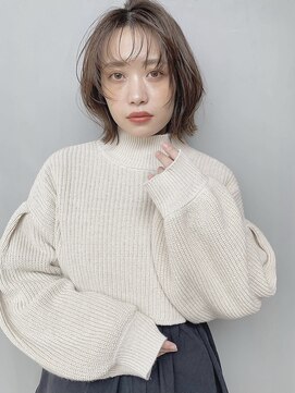 リンネテラス(Lin'ne terrace) 大人可愛い外ハネくびれ切りっぱボブ/シースルーバング/レイヤー