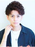アップバング×レッドブラウン