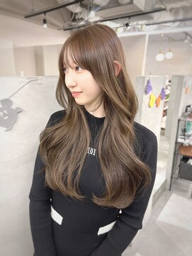 ジエクトカナウ 大阪梅田店(The Ect canow) 【透明感レイヤーカット】姫カットレイヤー/くすみベージュ