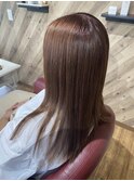 艶々グレーカラー　モーヴピンク　艶カラー　艶髪ロング