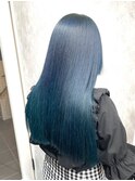 くびれヘアアプリコットオレンジハイライトカラーブルーカラー