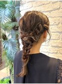 編みおろしヘアセット結婚式二次会食事会編み込み編み下ろし