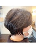 大人可愛い30代40代50代前下がり骨格補正絶壁解消ショートボブ1