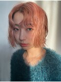 ブリーチパーマの切りっぱなしボブ