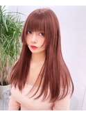ダブルカラーピンクベージュベージュカラーケアブリーチレイヤー
