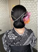 タイトヘア　タイトアレンジ　シニヨン　袴ヘアセット　水引