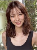 +小顔ミディアムパーマミディアム/デジタルパーマボブパーマ前髪