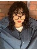 ミディアムヘアクルクルバーマくせ毛パーマボブヘア