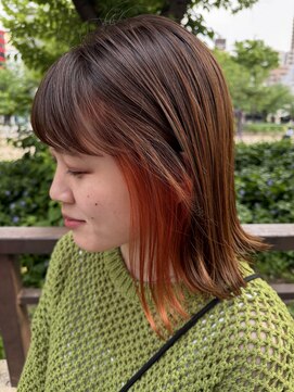 サル(saru) #インナーカラー × #オレンジカラー