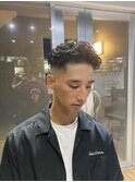 束感ショート　波巻き　ハイライト マッシュパーマ